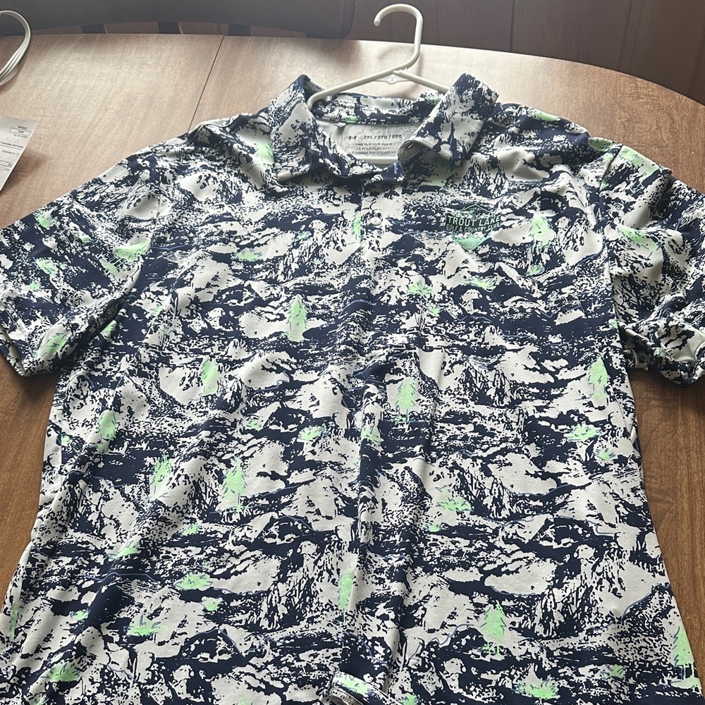 Under Armour Blue and Green Golf Shirt